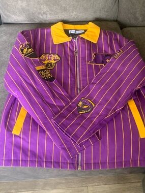 Purple & Gold Striped Athletic Jacket